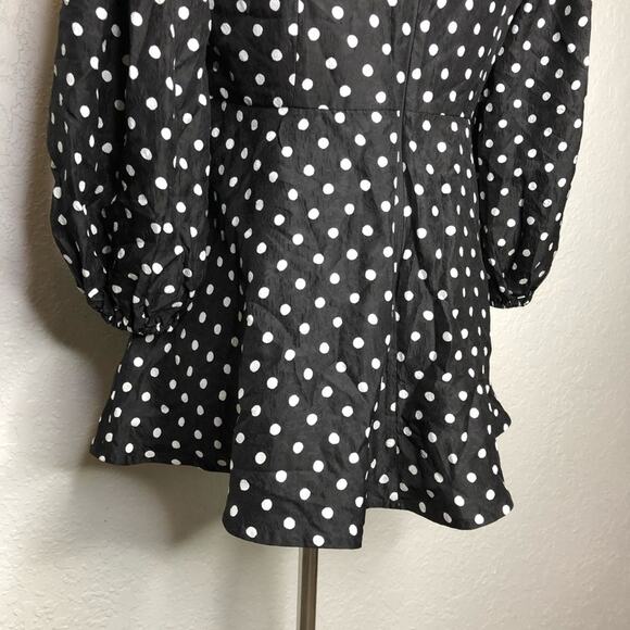 Kate Spade black white polka dot silk blend v neck top size 8 - Picture 12 of 14